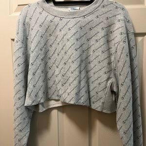 Heather Grey Champion Reverse weave cropped sweatshirt (Small)